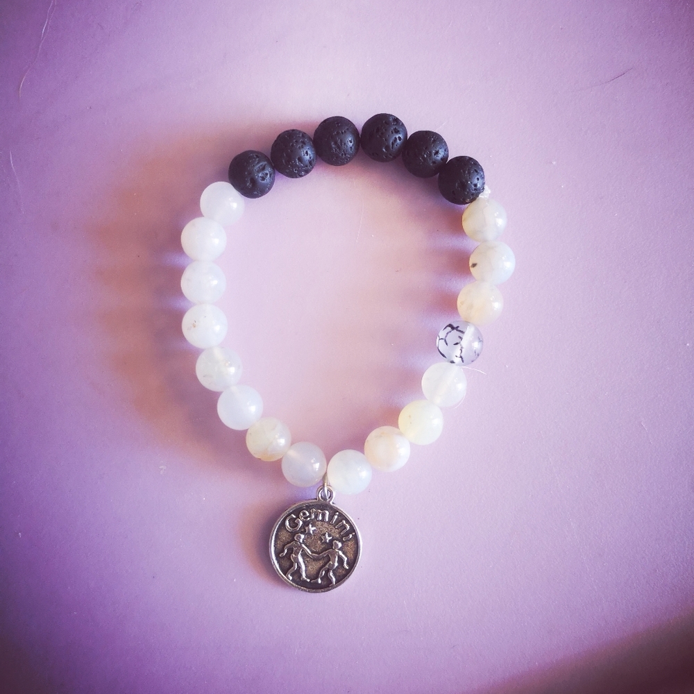 Gemini bracelet semi precious crystals
